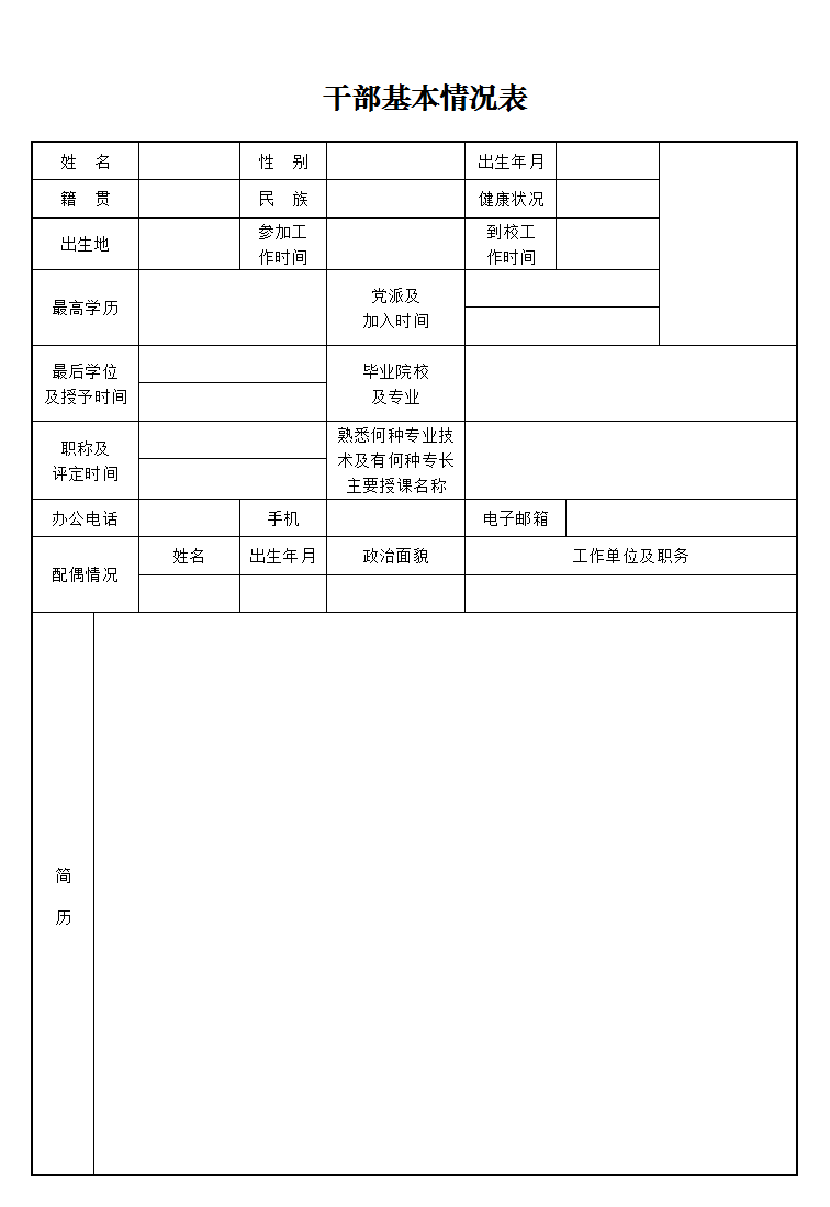 干部基本情况表3-1